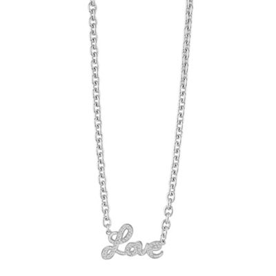 Rhodium plated 'Love' Charm necklace ubn82062